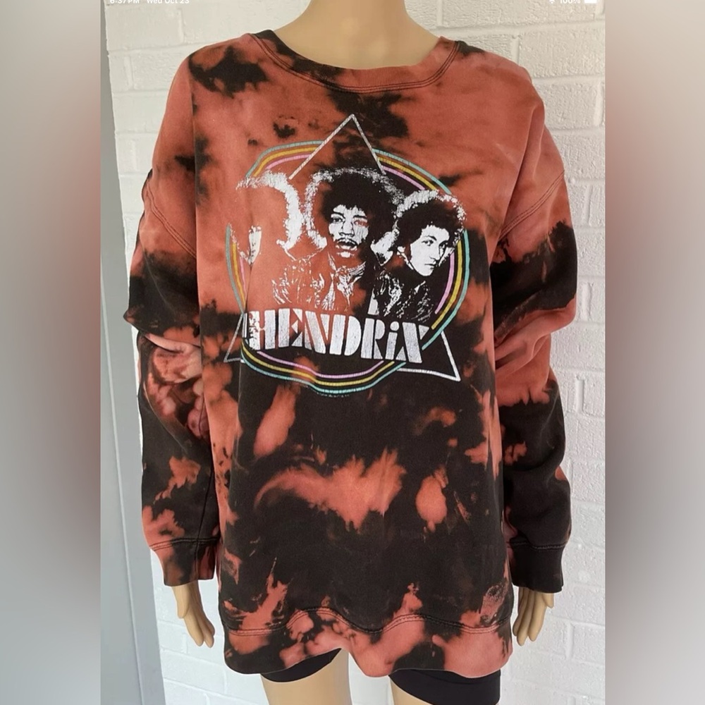 Junk Food Clothing Orange and Pink Crew Neck Long Sleeve Top